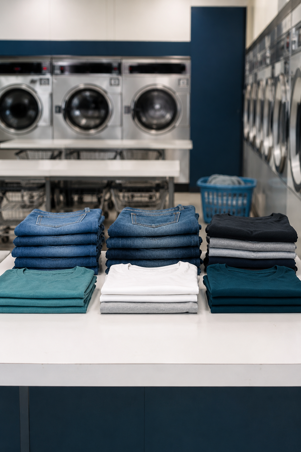 Freshly cleaned and folded laundry prepared by Brite Touch Cleaners in 77380, Texas
